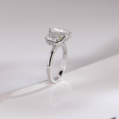 Bezel-set asscher cut moissanite ring