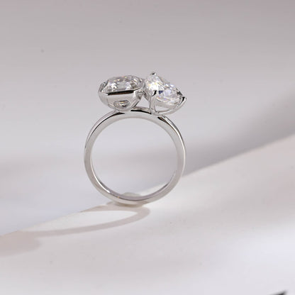 Prong-set pear cut moissanite ring
