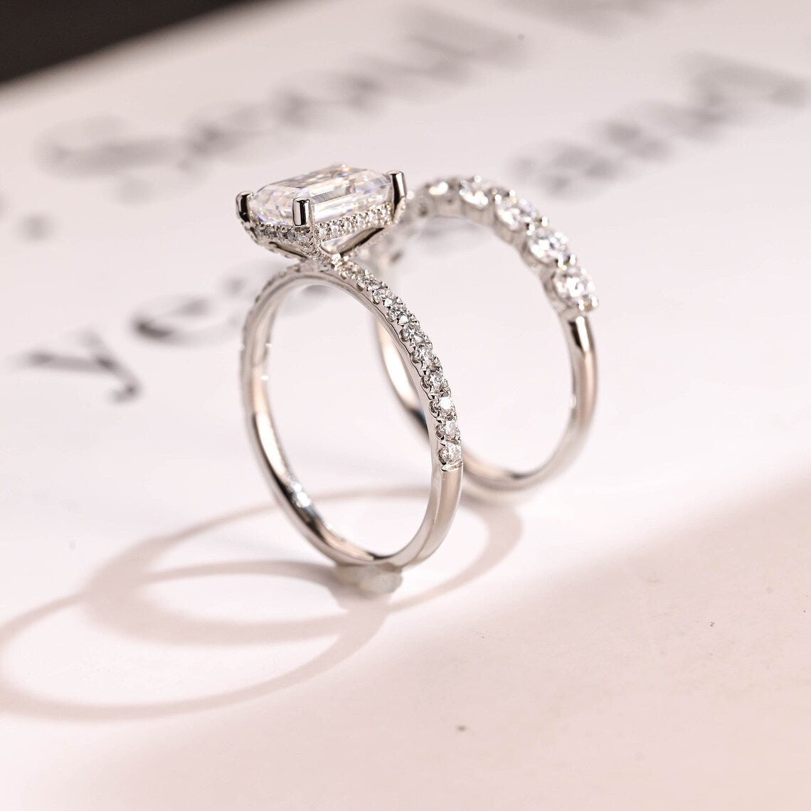 Moissanite wedding ring set