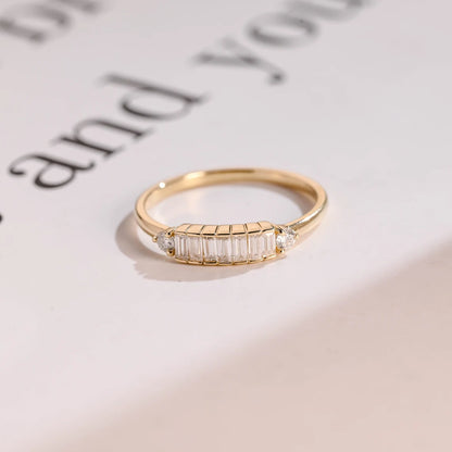 Bar-set baguette moissanite ring