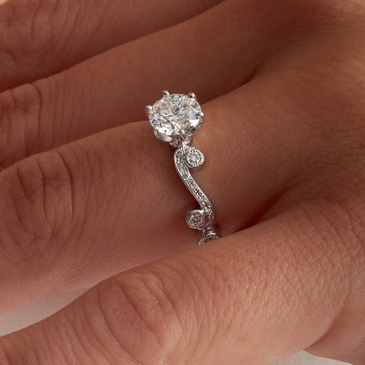 Round cut lab grown diamond ring