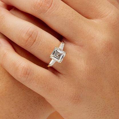 Asscher lab grown diamond ring