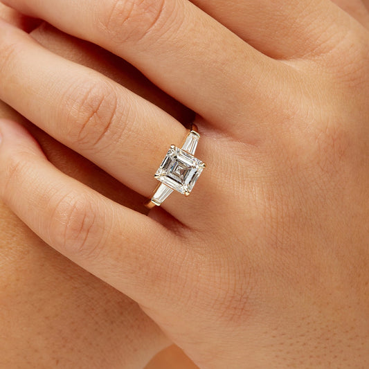 Asscher lab grown diamond ring