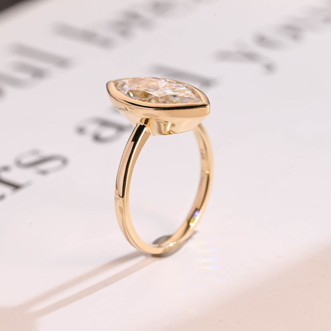 Bezel set engagement ring