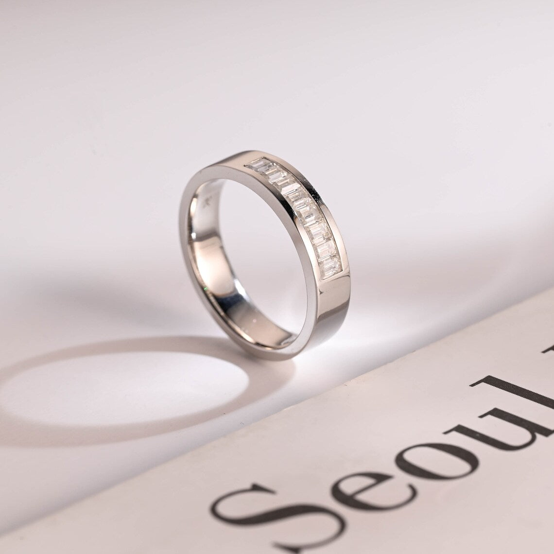 Moissanite wedding band