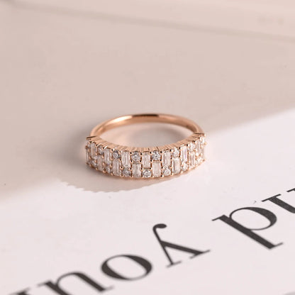 Baguette cut moissanite ring