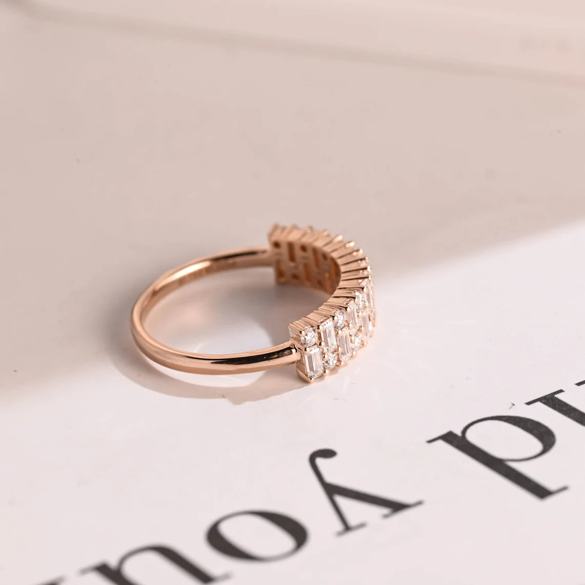 Solid gold moissanite band