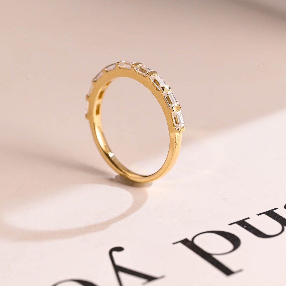 Moissanite half eternity ring