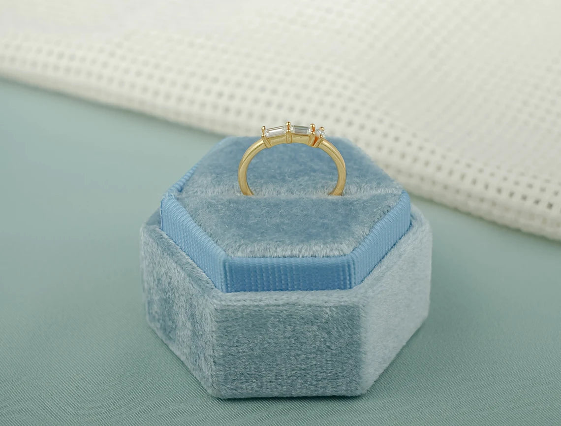 Prong set moissanite band