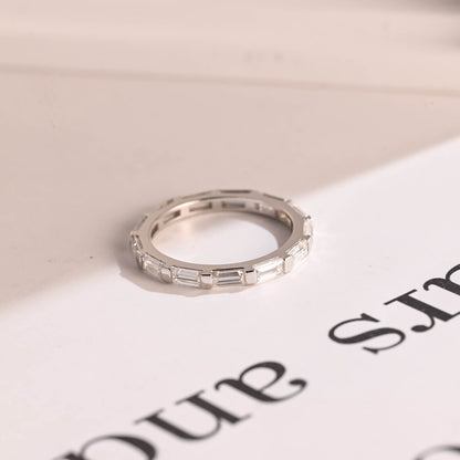 Baguette cut moissanite ring