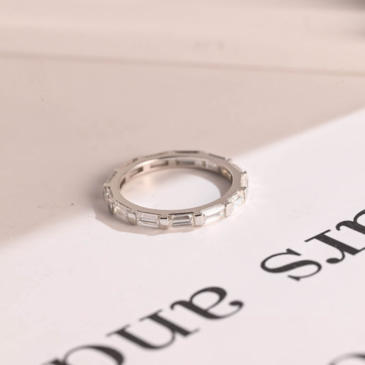 Baguette cut moissanite ring