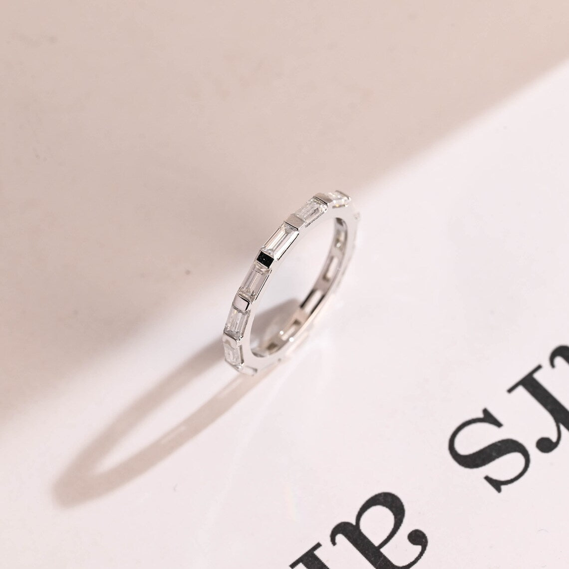 Moissanite wedding band