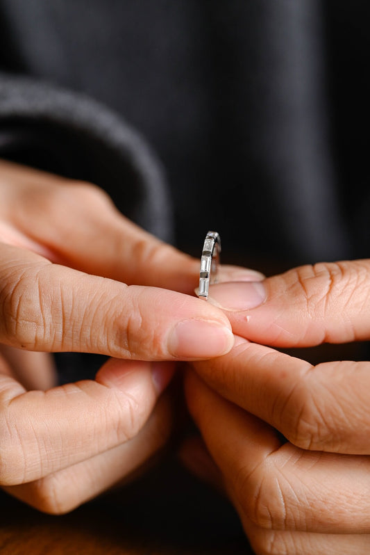 Baguette cut moissanite ring