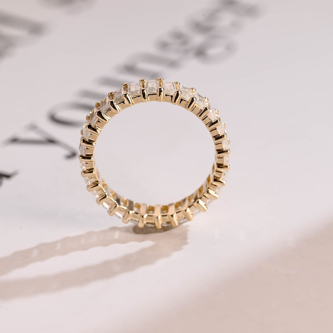 Moissanite eternity band