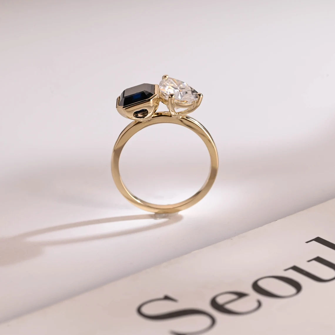 Pear cut moissanite ring