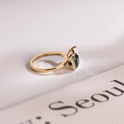 Yellow gold two stone ring