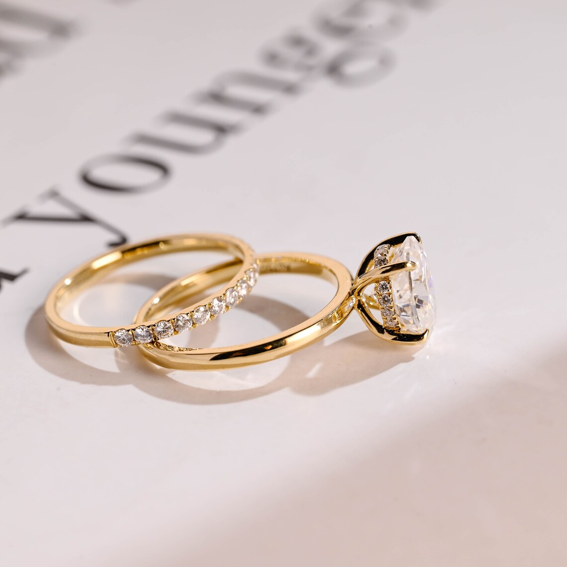 Solid gold moissanite ring