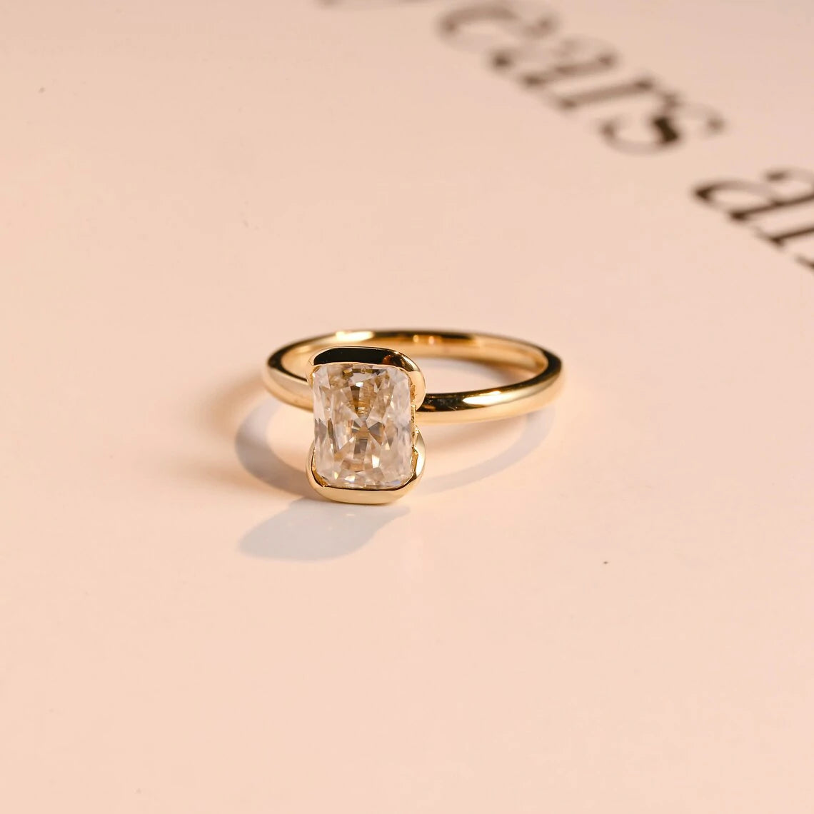Minimalist Radiance | Radiant Gold Ring | Proposal in Style

