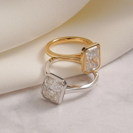 Radiant Bezel Sparkle | Solid Gold Shine | Minimalist Gift

