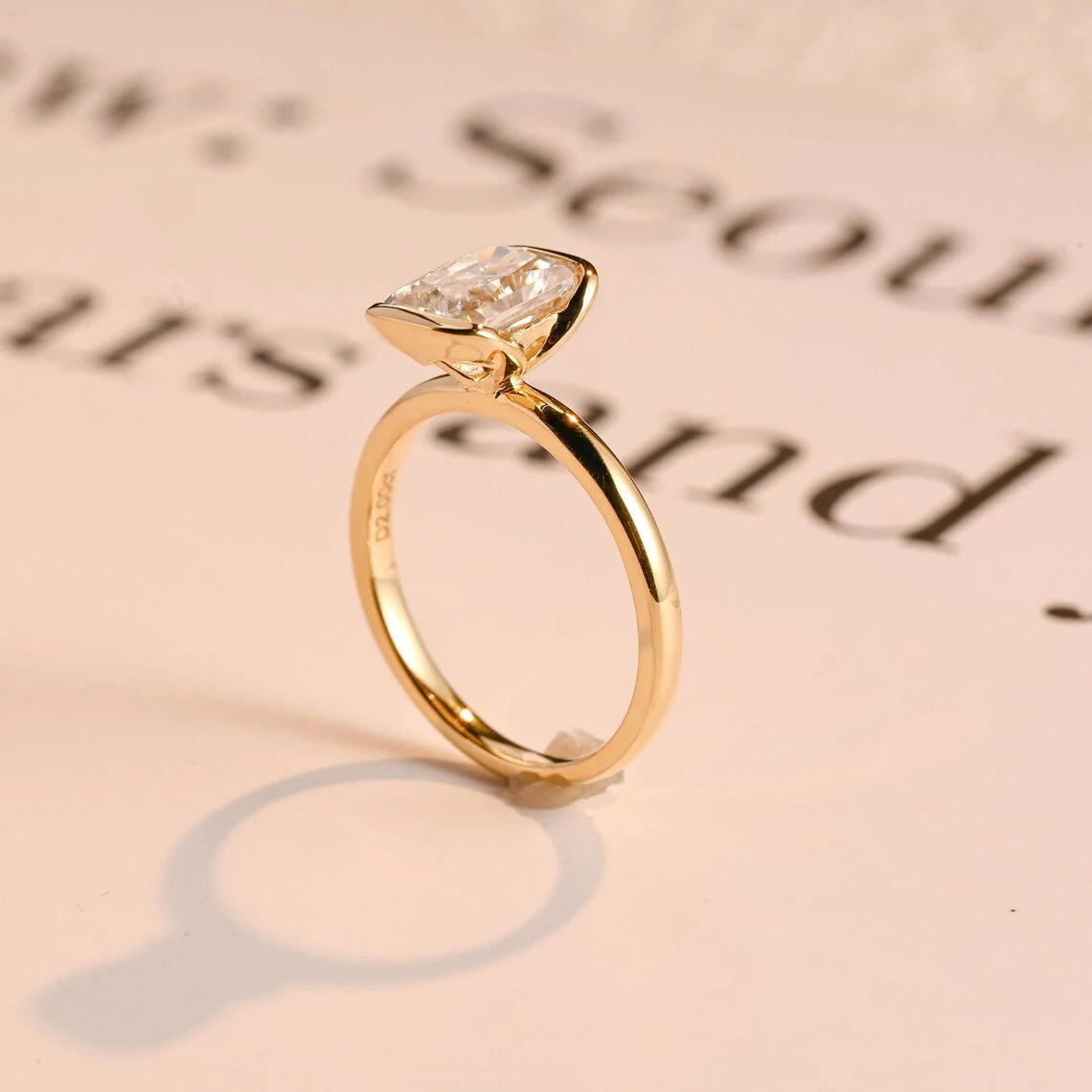 Birthday Gift Magic | Radiant Cut Ring | Golden Sparkle


