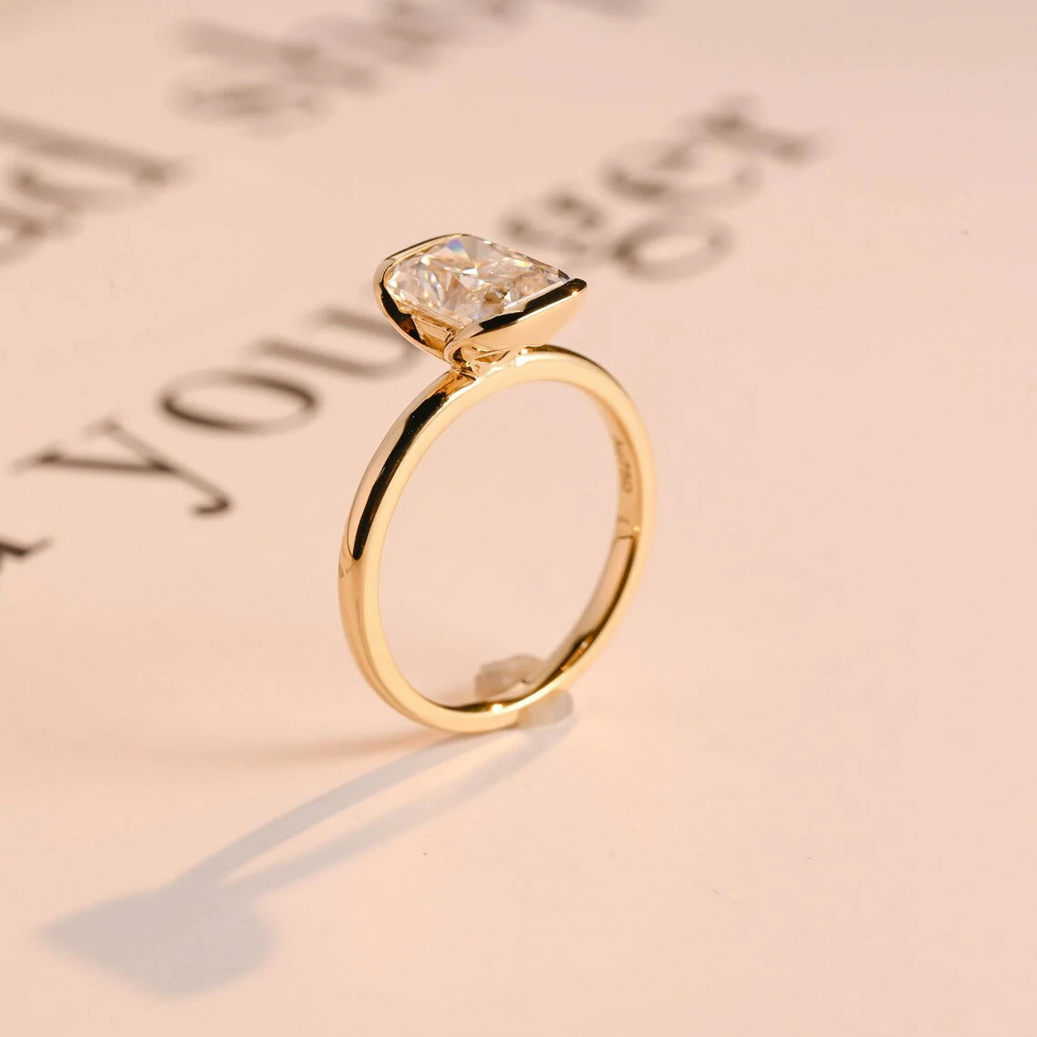 Modern Bezel Style | Promise in Gold | Moissanite Shine

