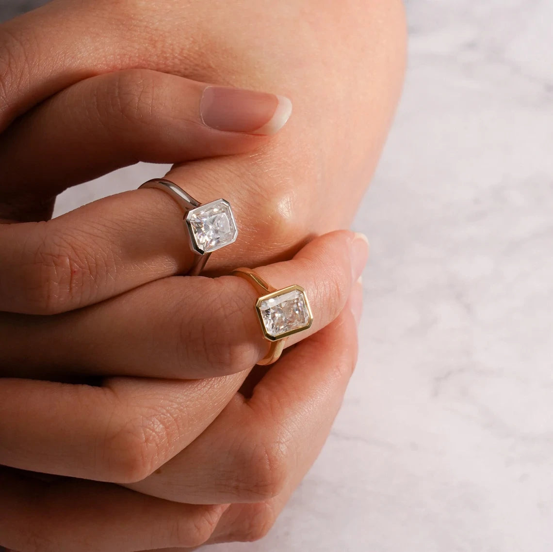 Golden Glow Ring | Bezel Style Light | Moissanite Magic

