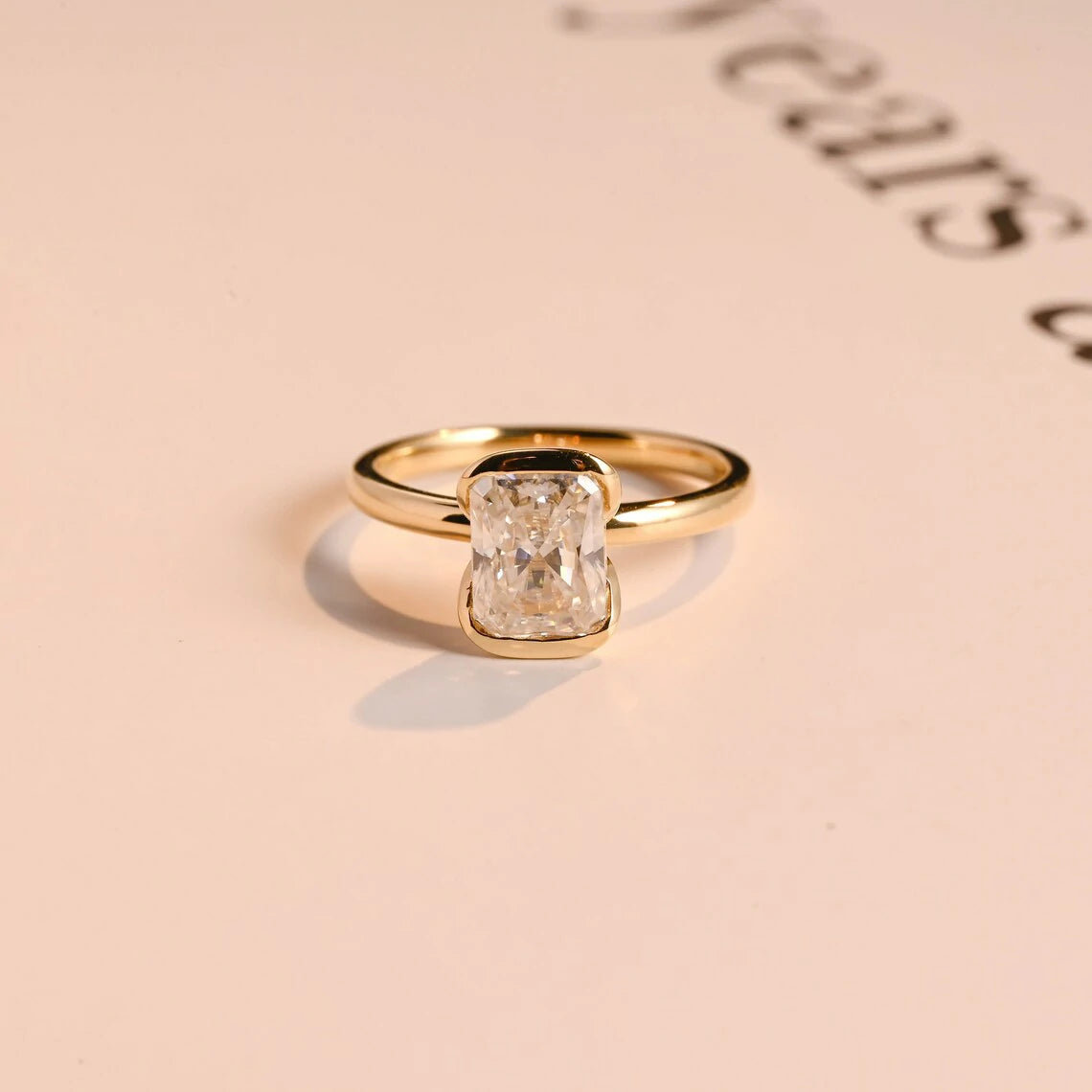 Radiant Bezel Beauty | Solid Gold Shine | Promise Ring Glow

