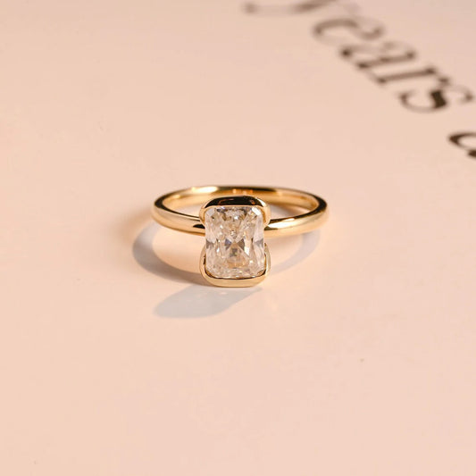 Radiant Bezel Beauty | Solid Gold Shine | Promise Ring Glow

