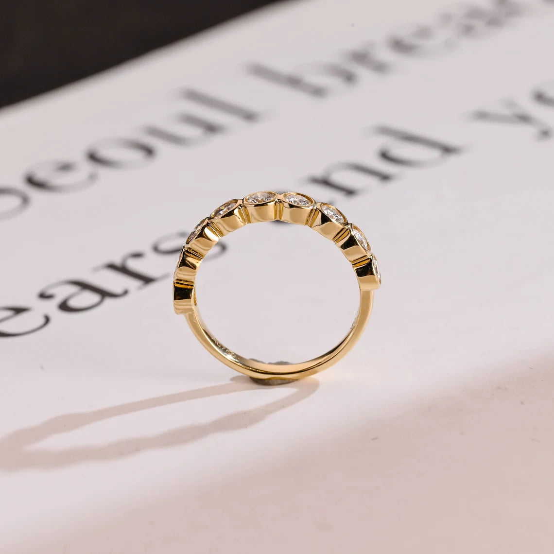 Bezel set moissanite ring