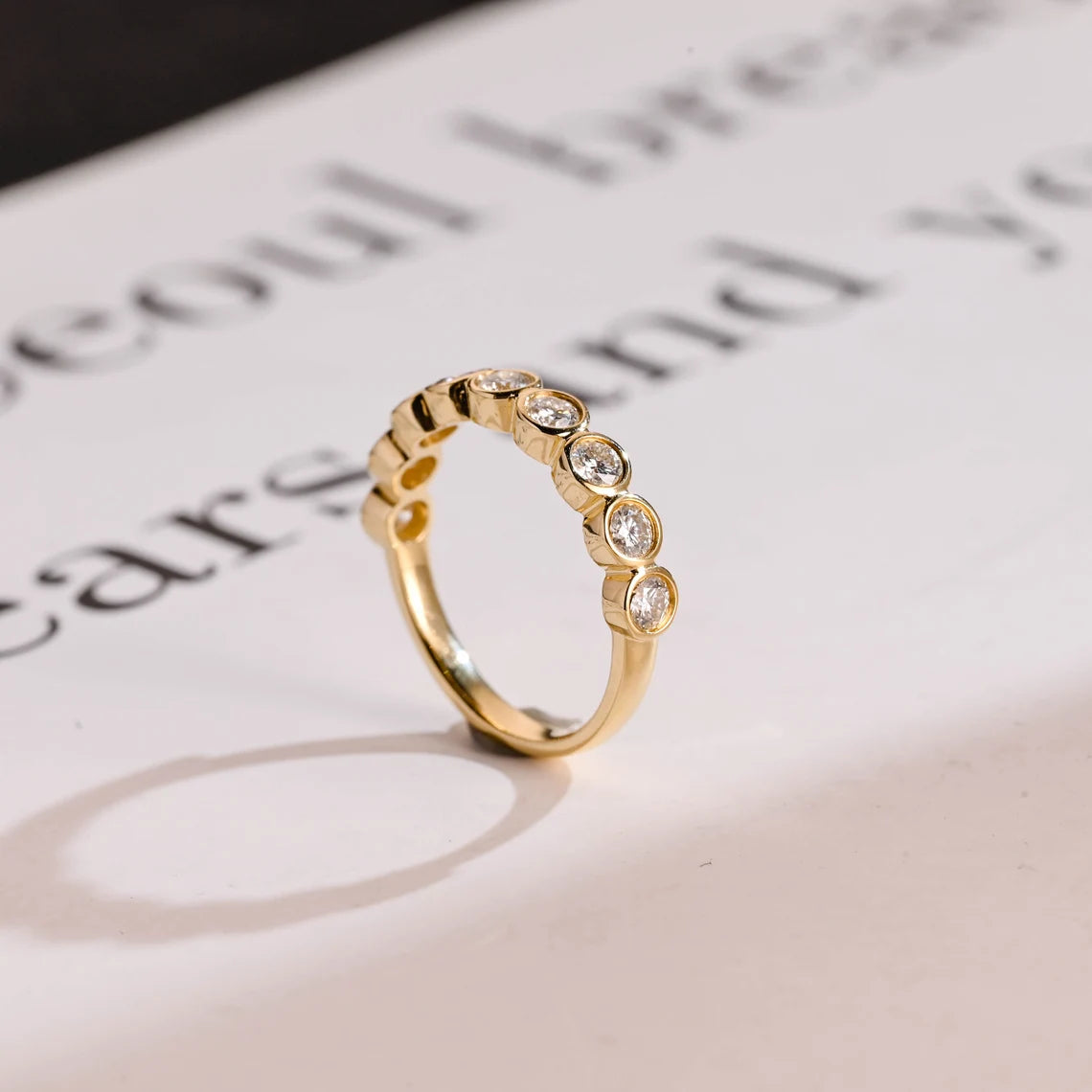 Moissanite wedding band