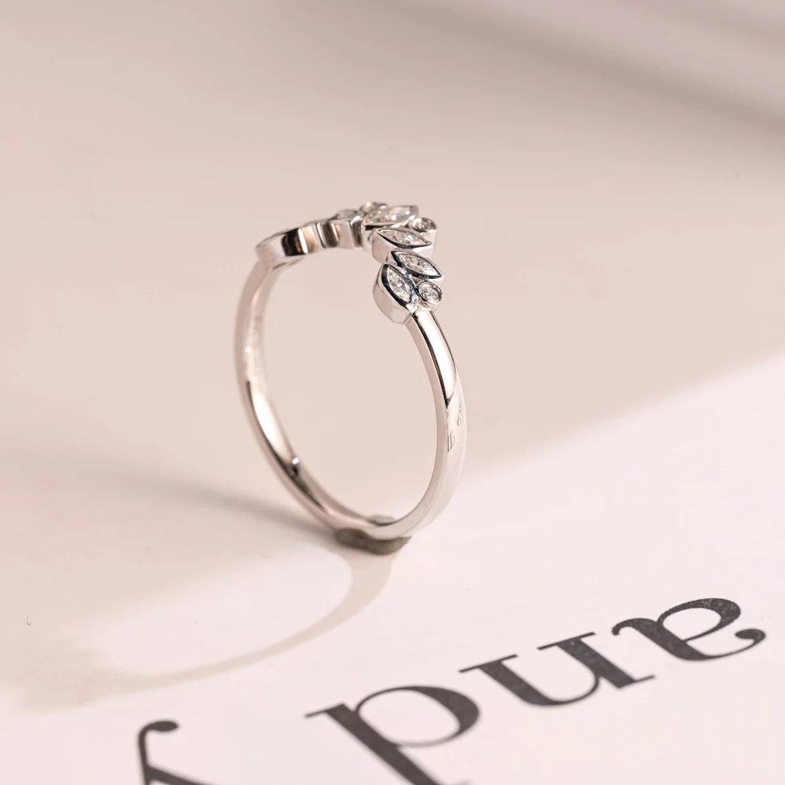 Floral Diamond Wedding Band