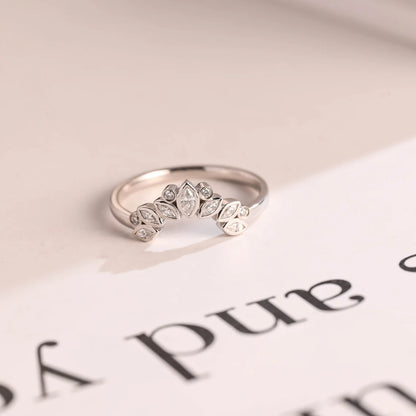 Marquise& Round Moissanite Band