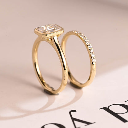 Modern bridal ring set