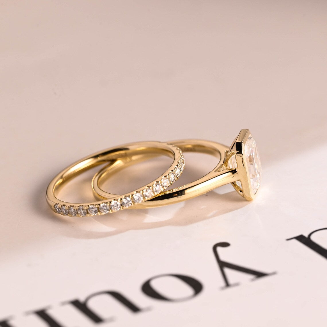 Moissanite engagement ring set