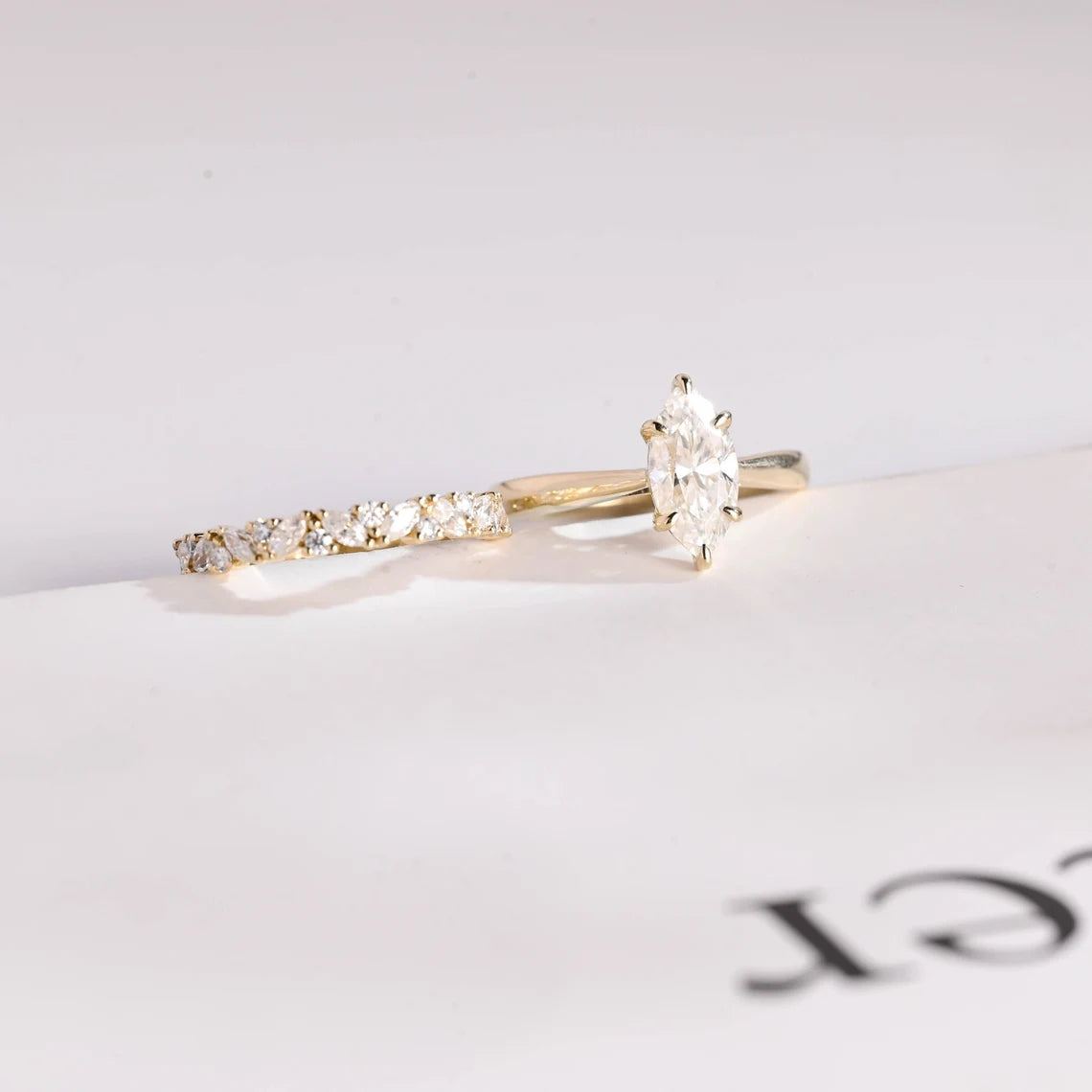 Marquise cut moissanite ring
