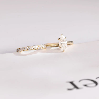 Marquise cut moissanite ring