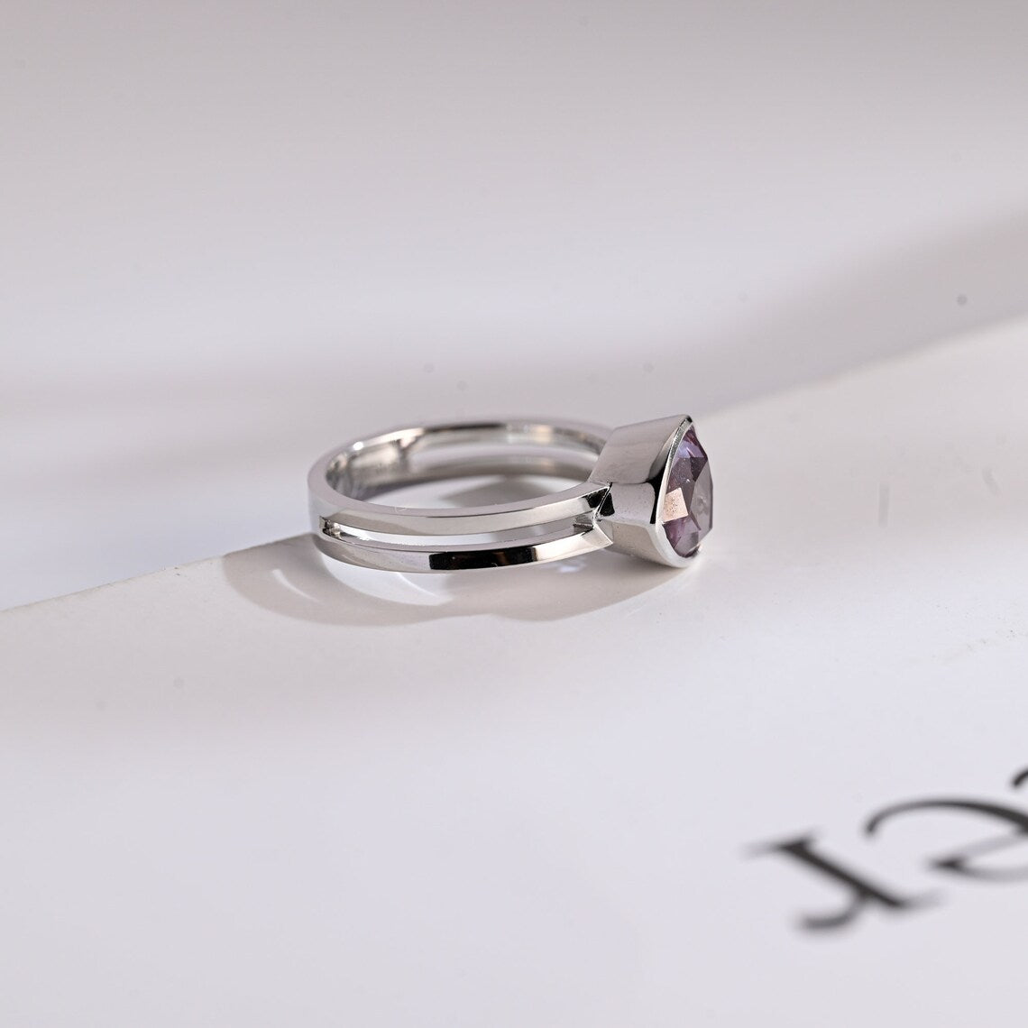 Unisex moissanite engagement ring