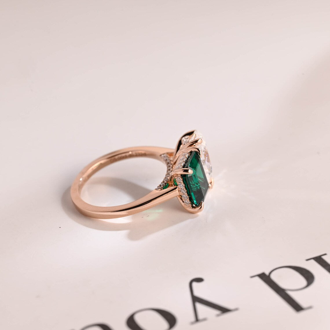 Rose gold two stone ring