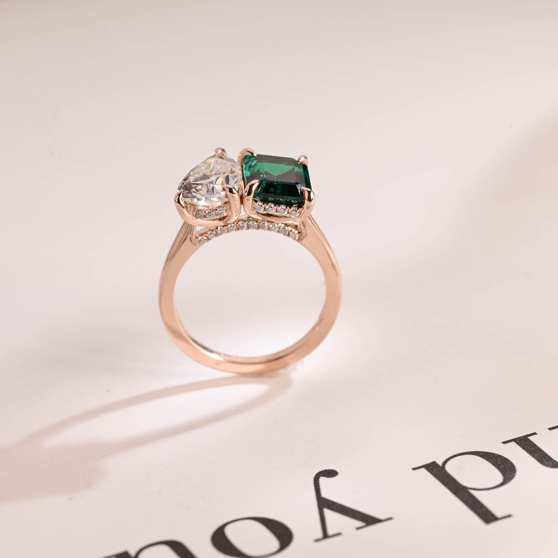 Pear cut moissanite ring