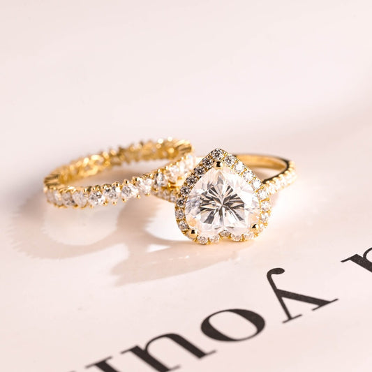 Heart cut moissanite diamond ring
