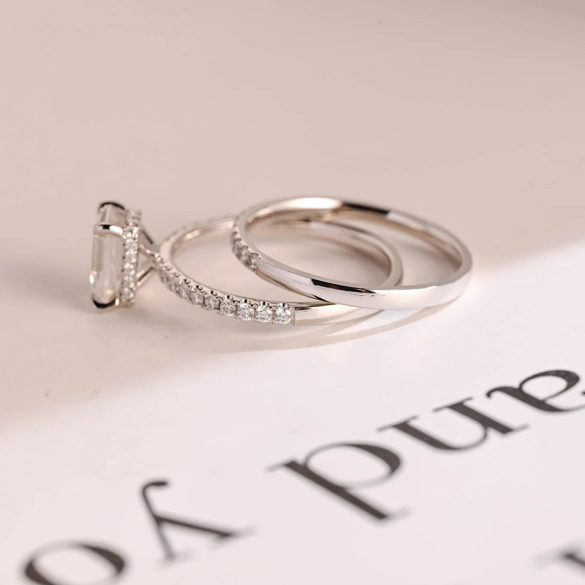 White gold moissanite ring