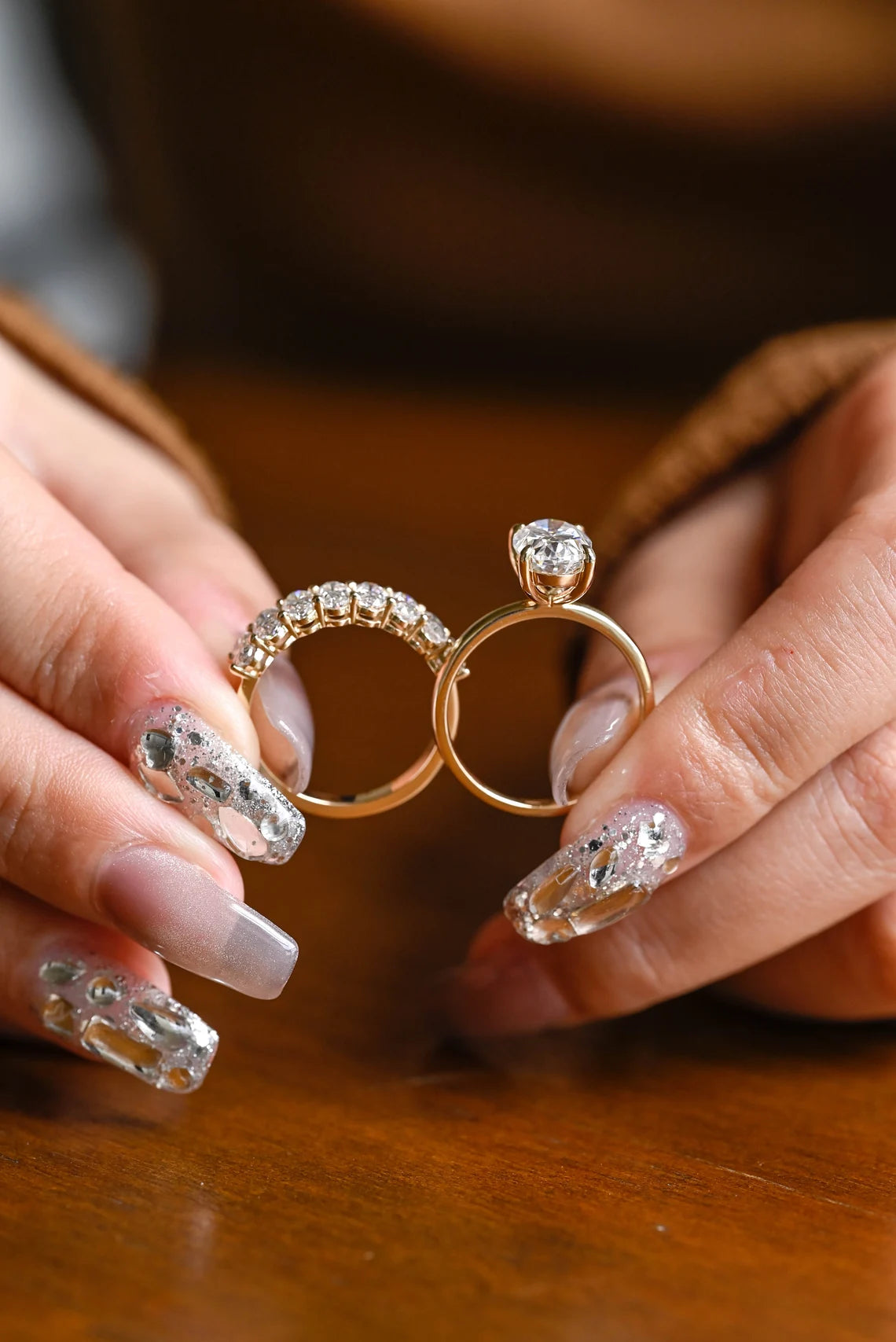 Yellow gold moissanite ring