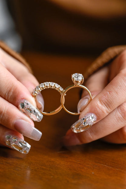 Yellow gold moissanite ring