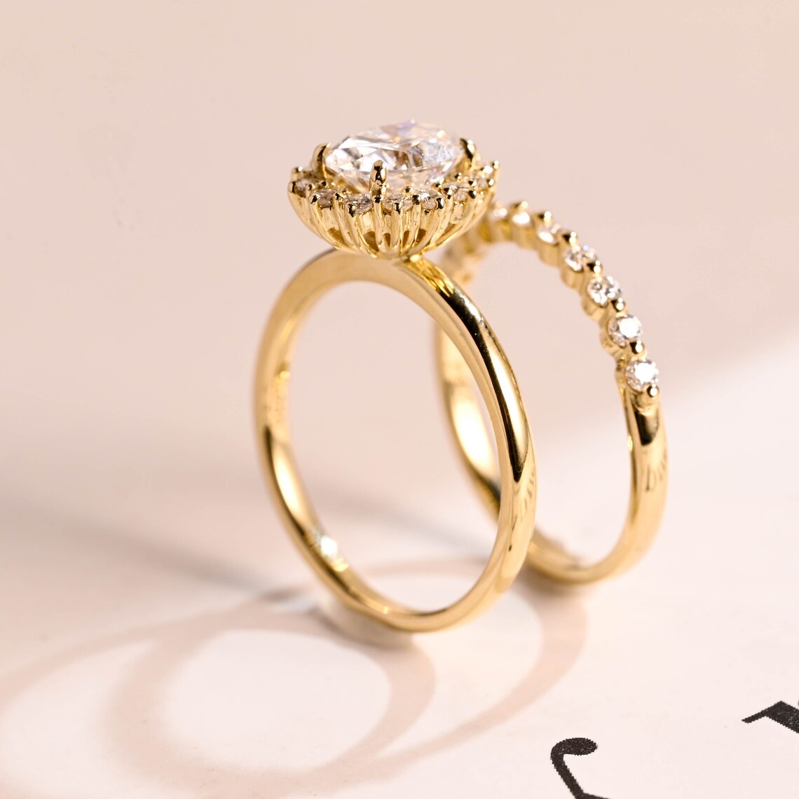 Moissanite diamond bridal ring set