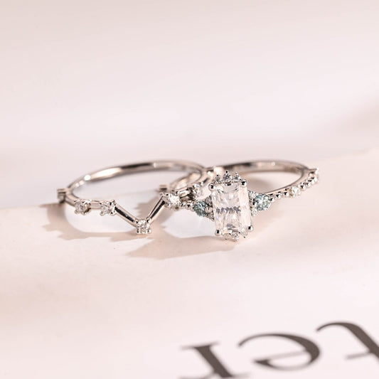 Radiant cut moissanite ring