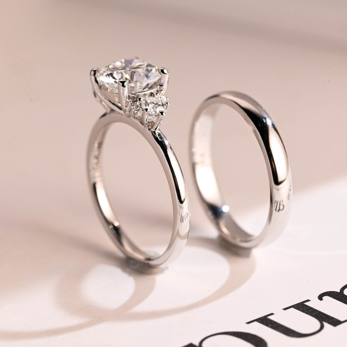 Solitaire matching wedding band