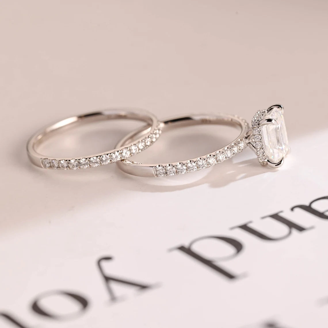 Luxury emerald cut moissanite ring