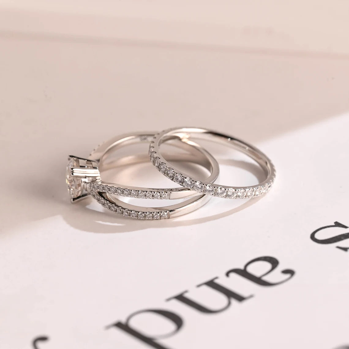 White gold moissanite ring