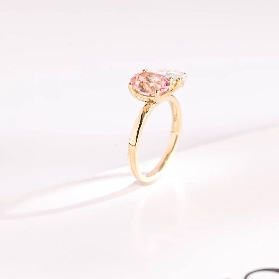 Pink oval cut morganite ring