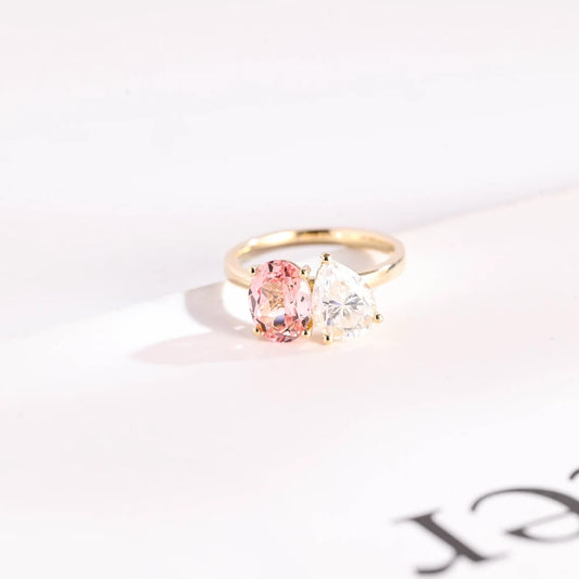 Unique two stone wedding ring 